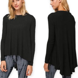 Lululemon Dare to Drape Ribbed Black Long Sleeve Hi Low Hem Tencel Cotton Small